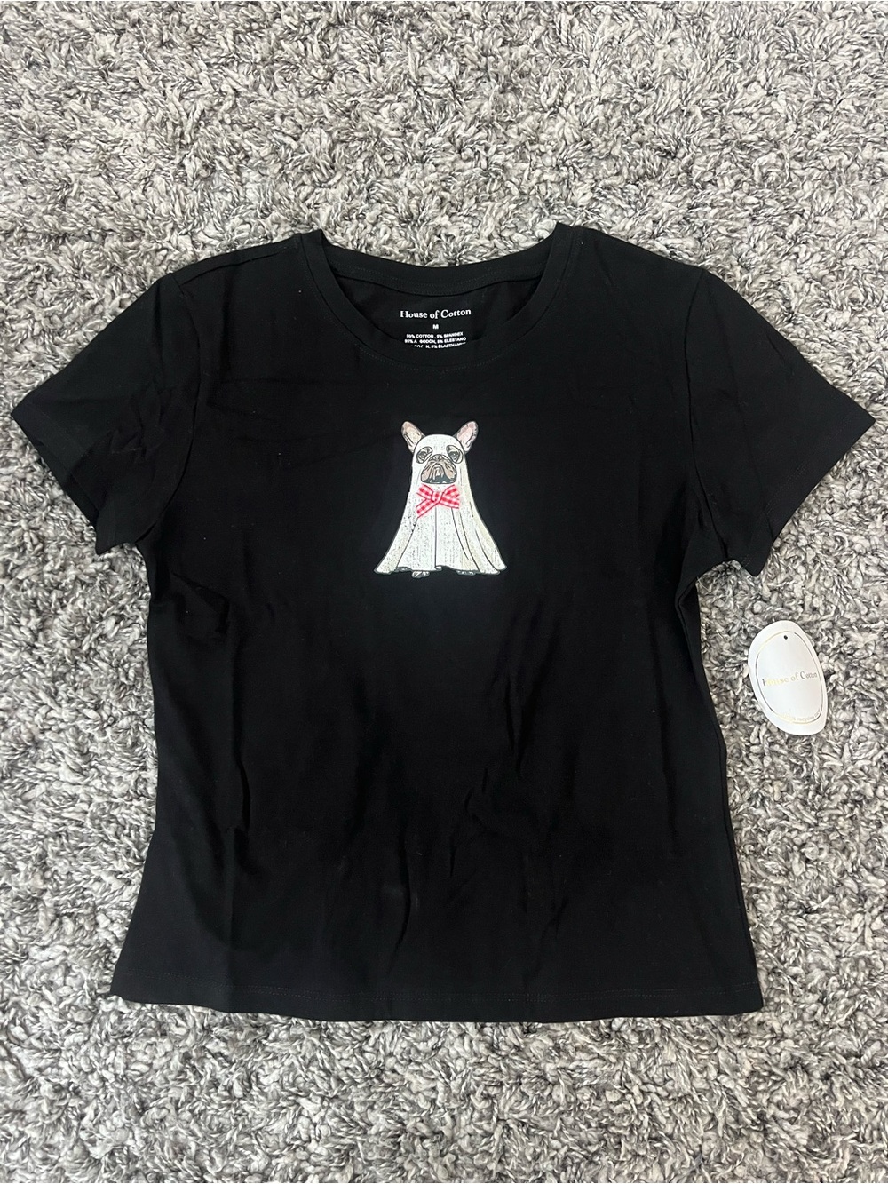Marshalls Black Short Sleeve Tee with White & Pink Dog Graphic